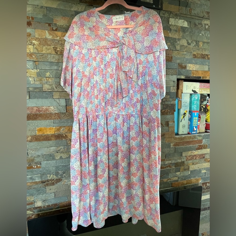 Floral Granny Dress with pearl buttons and bow